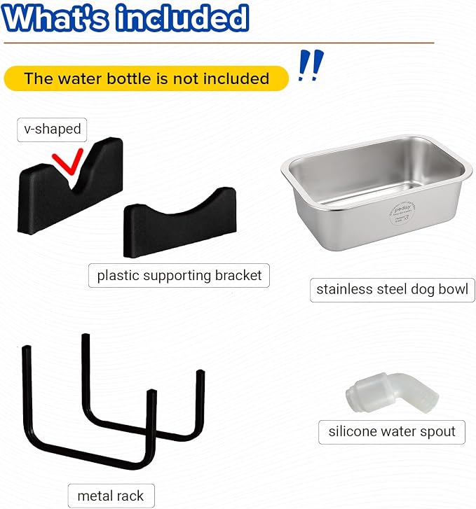 PEDAY Automatic Dog Waterer for Large Dogs | Human Grade 18/8 Stainless Steel, Water Bottle Not Included