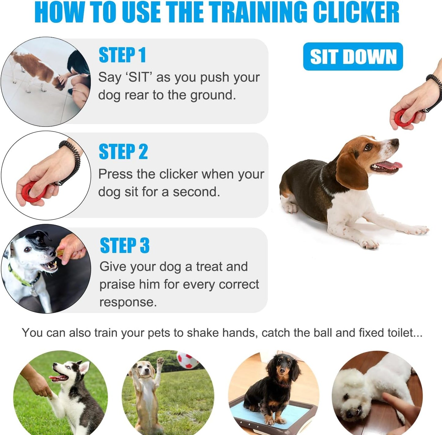 Dog Clicker for Training, 2 Pack Dog Training Clicker, Clicker Dog Training with Wrist Strap, Pet Training Clicker, Perfect for Dog Cat Puppies Behavioral Training (Red and Yellow)