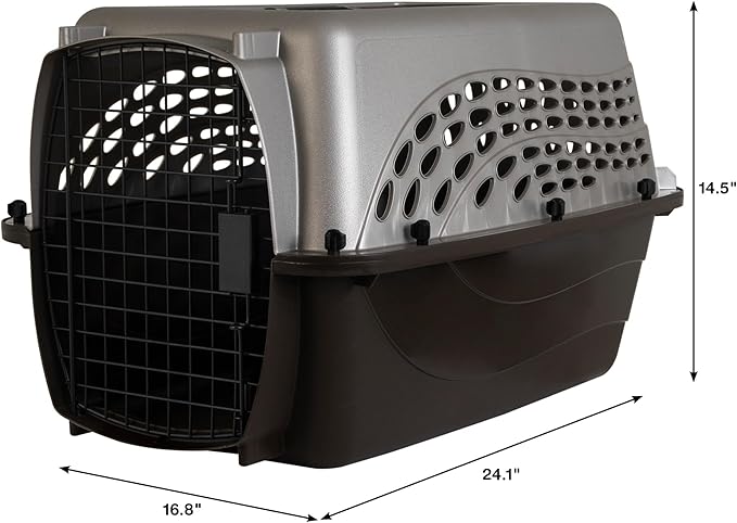 Petmate Dog Crates for Small Dogs & Cat Carriers, Two-Door Plastic Pet Kennel, Top & Front Loading, Made in USA, 24" For Pets Up To 15 lb, Pearl Tan | Plastic pet kennel made in USA, for small pups and kittens, dual entry design, great for travel and v...