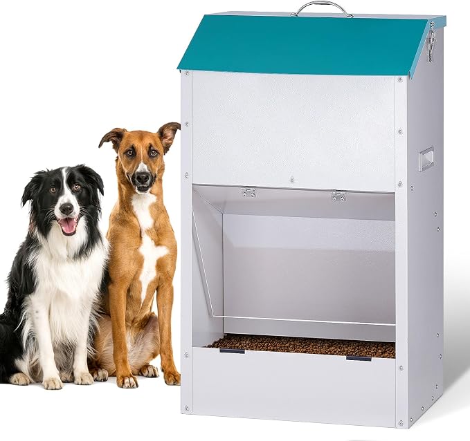 50Lbs Large Capacity Automatic Dog Feeder Large Breed | Galvanized Metal Gravity Self Feeding Dog Food Dispenser Extra Large Automatic Pet Feeder, for Indoor or Outdoor Use