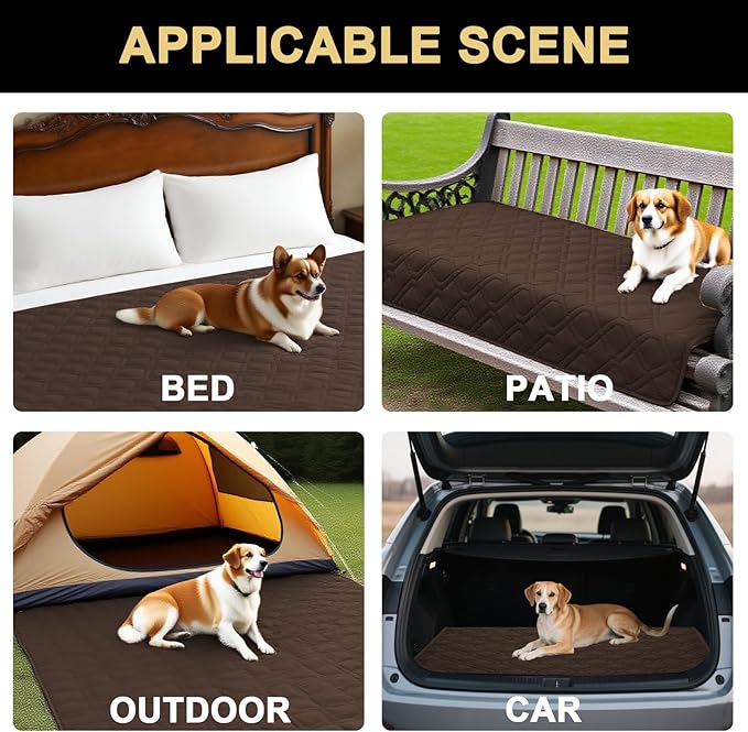 PrinceDeco Waterproof Couch Cover for Dogs Washable Dog Blanket for Bed Couch Sofa Outdoor Bed Cover with Non-Slip Back(32x82 Inch,Brown)
