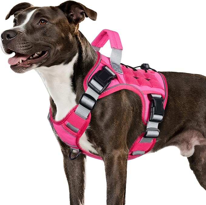WINGOIN Pink Tactical Dog Harness for Medium Size Dogs,No Pull Dog Harness | Heavy Duty with Handle,Adjustable Reflective,Military K9 Pet Vest,for Pitbull Female Male,for Walking Training Hiking Running