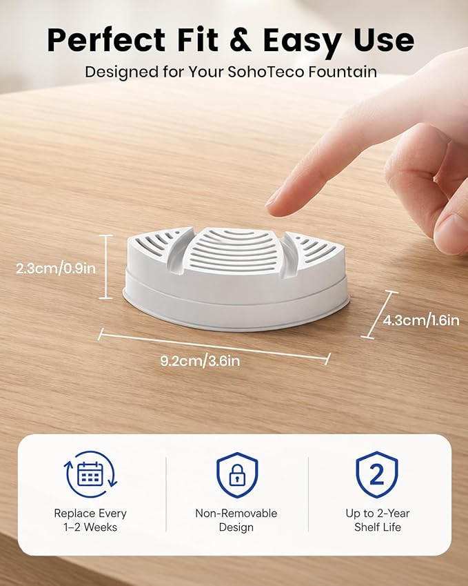 15 Pack of Official Replacement Filters (7 Months Supply) for SohoTeco Stainless Steel Pet Water Fountain for Cats Inside