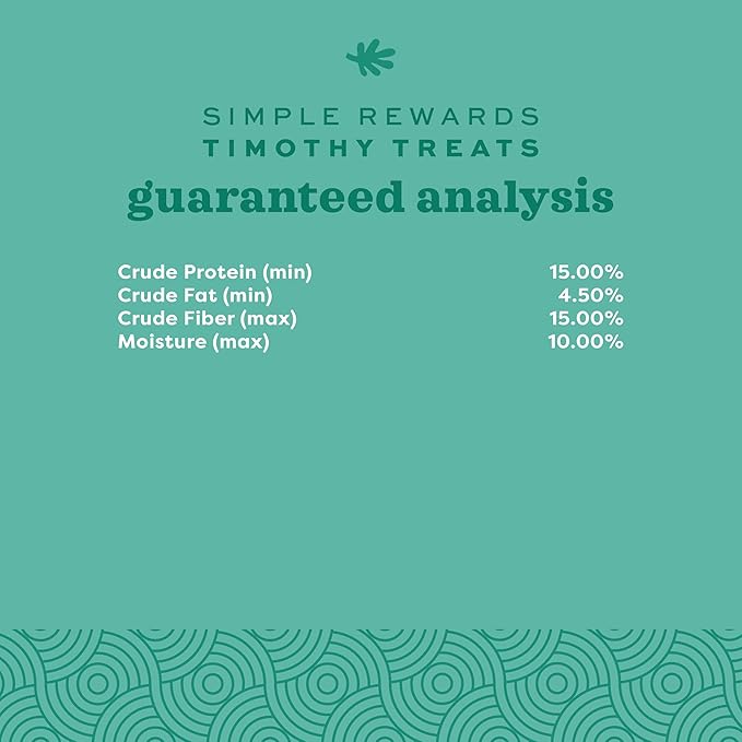 Oxbow Simple Rewards Timothy Hay Small Animal Treats, Healthy Guinea Pig, Rabbit, Chinchilla, and Hamster Snacks Made with High-Fiber Timothy Hay, Natural, Low Calcium Pet Treats, 3 oz Bag