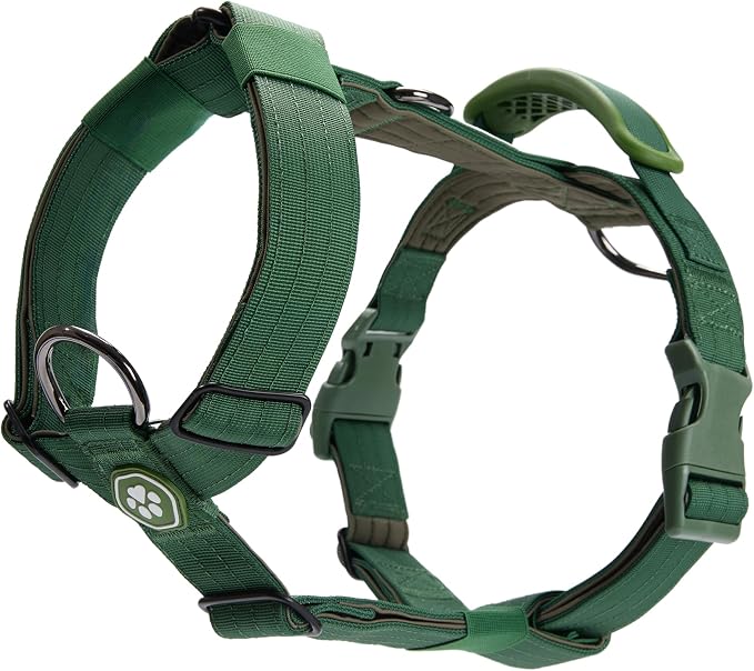Spark Paws Comfort Control No Pull Dog Harness - Heavy Duty Front Clip | Safety Tested for Strong Breeds, w/ Metal Buckle & Top Handle – Padded Y-Straps Redirect Pulling. Solo or Matching Leash Set