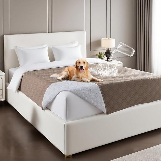 PrinceDeco Waterproof Couch Cover for Dogs Washable Dog Blanket Indoor and Outdoor Replacement Bed Cover with Anti-Slip Back Furniture Bed Couch Sofa for Large Sized Dog(52x82 Inch,Taupe)