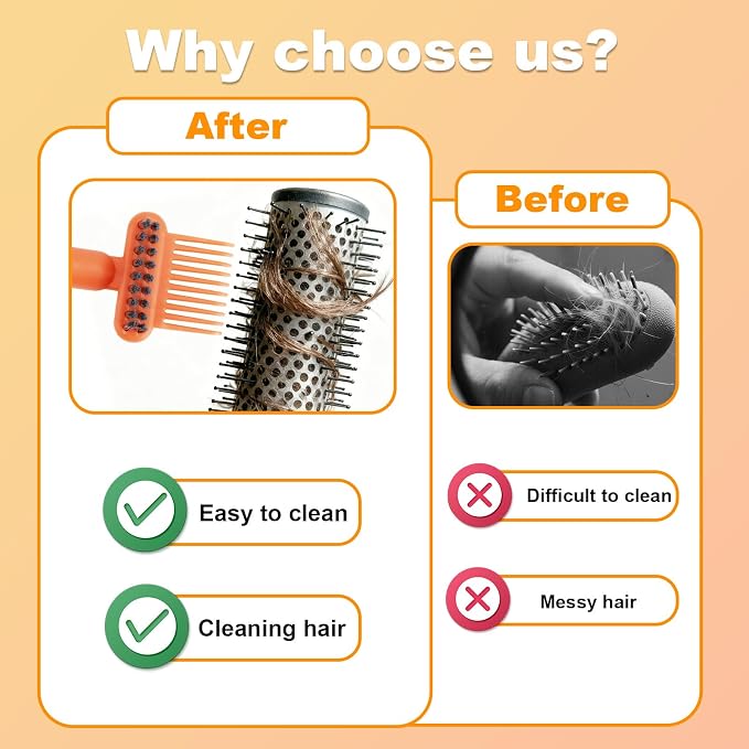 2-in-1 Comb Cleaner with Pick and Bristles, Hair Brush Cleaner Tool Rake for Home Salon Travel Use Effectively Clear Hair Dust Grease and Dirt