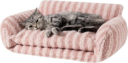 Hollypet Cat Bed Small Dog Orthopedic Couch Beds for Pets up to 13 lbs | Fluffy Multifunctional Double-Layer Warming Kitten Pet Couch Orthopedic Beds with Machine Washable Cover and Non-Slip Bottom