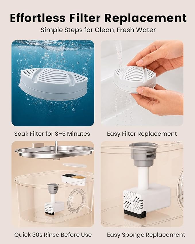 15 Pack of Official Replacement Filters (7 Months Supply) for SohoTeco Stainless Steel Pet Water Fountain for Cats Inside