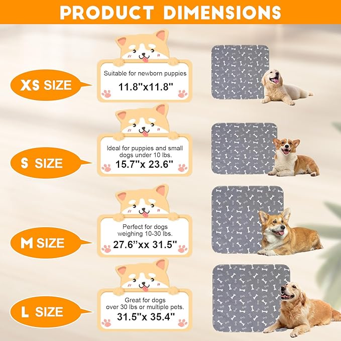 Puppy Pads with Pheromones, Washable Puppy Pee Pads for Dogs Reusable Puppy Pads for Dogs and Cats(with Pet Hair Removal Gloves)