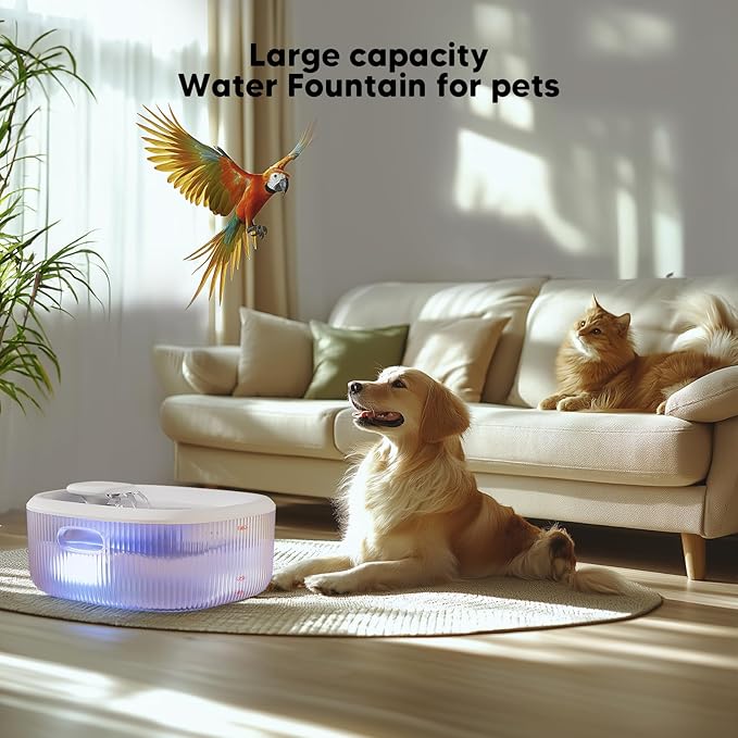 WOPET Dog Water Fountain for Large Dogs, 6L/205oz/1.7Gal Dog Water Bowl Dispenser, Automatic Cat and Pet Water Fountain with 6 Filters&Visual Water Level for Large Medium Small Breed Dogs Pets