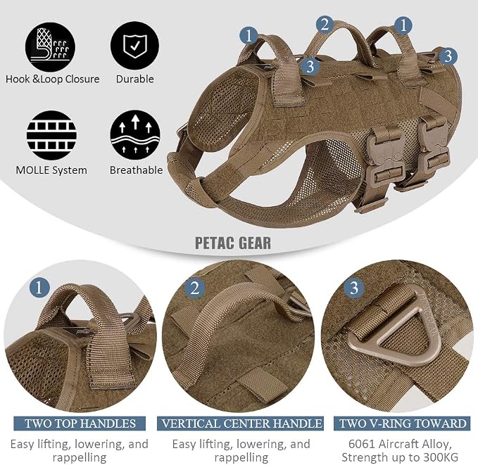Tactical Dog Harness No Pull for Large Working Dogs Military Dogs Vest Police Service Training Dogs Molle Harnesses with Handle … …