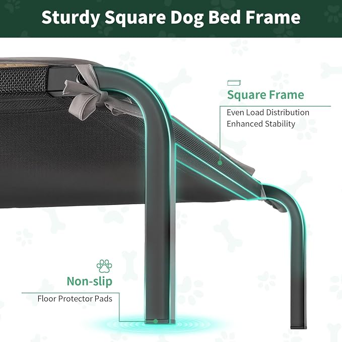 PJYuCien Raised Dog Bed with Pad, 48'' Gray | Saves Time and Effort, Easy to Clean, Portable, Indoor and Outdoor, Suitable for Puppy, Cat and Other Small Animals
