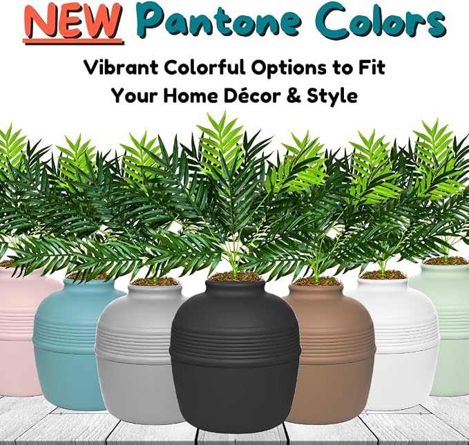 Good Pet Stuff Original Hidden Litter Box Planter, Decorative Cat Litter Enclosure with Carbon Filter, Artificial Palm Plant, Upgraded Design, Easy to Clean, Base Kit, Black Suede