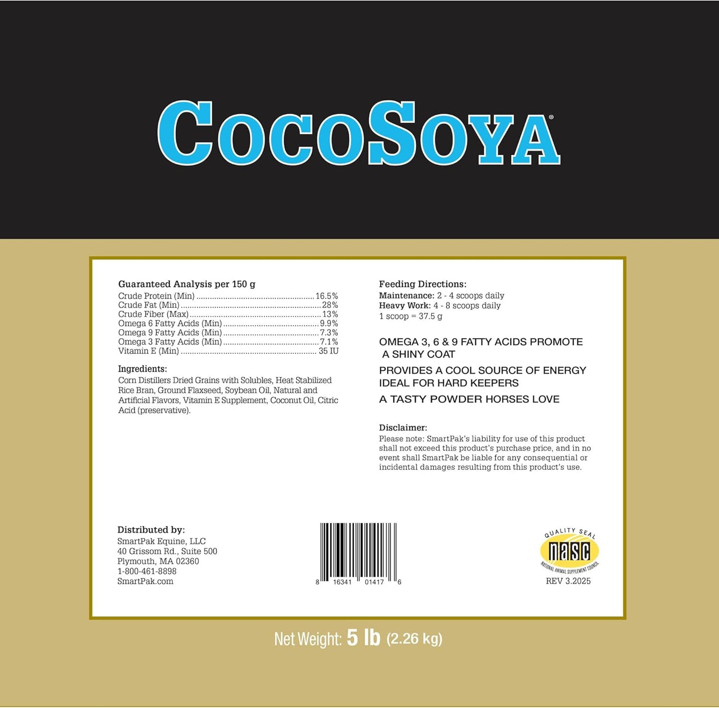 Uckele CocoSoya Granular Horse Supplement - Omega Fatty Acid Supplement for Horses - Equine Vitamin & Mineral Supplement - 5lb