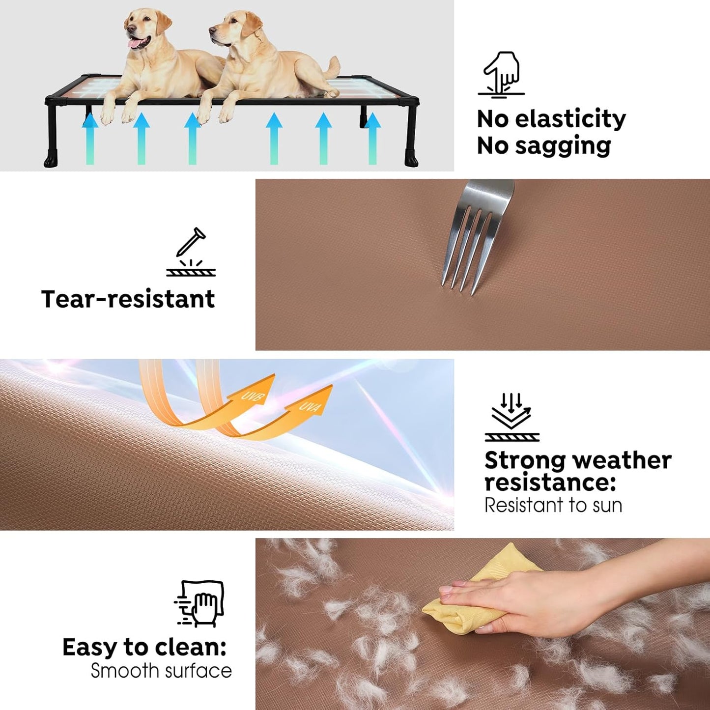 Veehoo Chew-Proof Elevated Dog Bed, Durable Training Platform for Large Dogs, Indoor/Outdoor Raised Pet Cot, Brown, 41x27inches, Model CWC2420CP