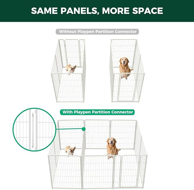 FXW Homeplus Indoor Dog Playpen with Divider Connectors, 40" H, 12 Panels | Calm Indoor Play Area, Two-Zone Layout, For Medium & Large Dogs, Patented