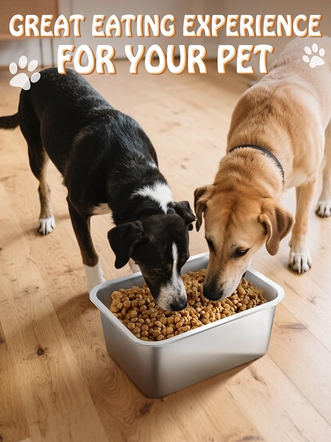 MEWTOGO 3 Gallons Extra Large Capacity Food Grade Stainless Steel Dog Bowls | Dog Water Food Bowl, No Spilling, Durable, Easy to Clean, for Large Breed Dogs Indoor Outdoor