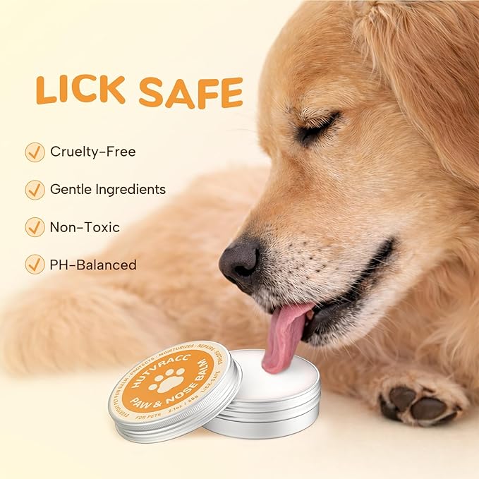 Lick-Safe Dog Paw & Nose Balm | 2.1 oz All Natural Wax with Coconut Oil & Shea Butter | Winter Snow, Road Salt & Hot Pavement Protector | Moisturizer & Soother for Dry, Cracked Pads & Snouts