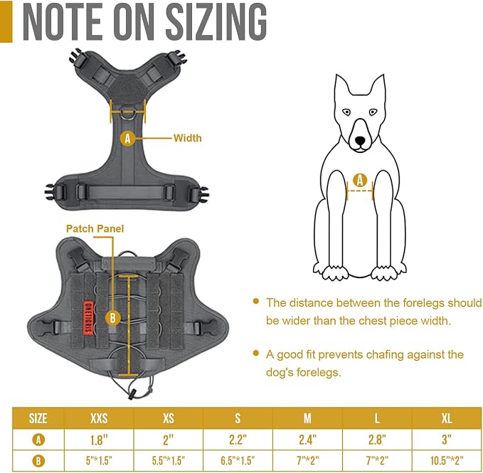 OneTigris Tactical Dog Harness Vest No-Pull Service Dog Vest for Small Dogs | 1000D Pullable Nylon, with Control Handle and Hook & Loop Panels, Easy On & Off, Adjustable for Walking Training Gray XXS
