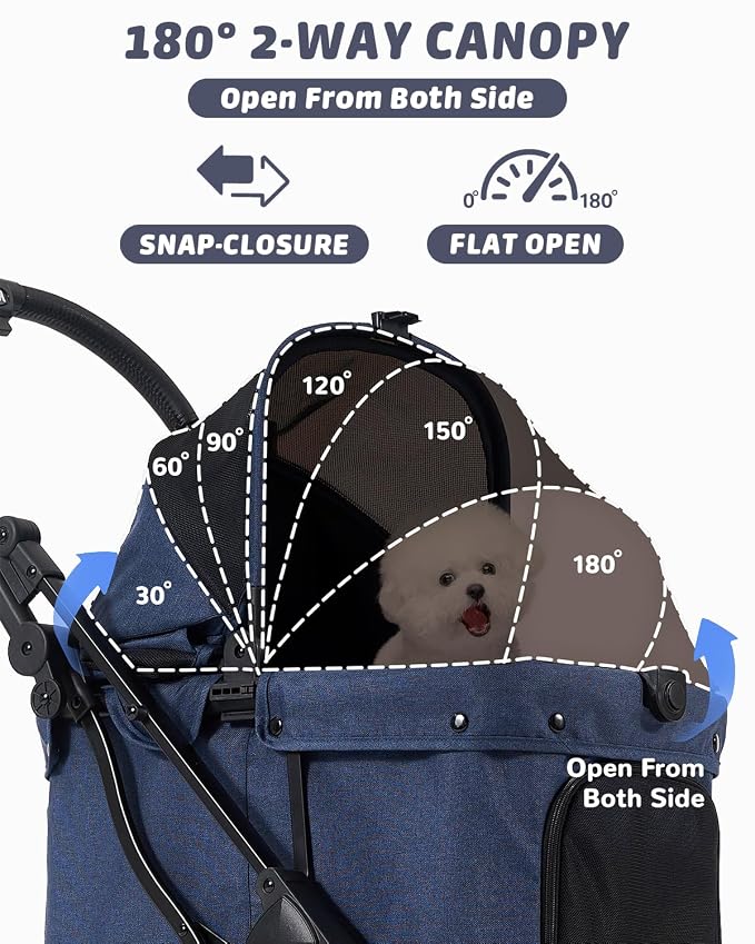 HITTITE Pet Stroller with Weatherproof Cover, All-Terrain 4-Wheel Cat & Dog Stroller with Adjustable Canopy, Foldable Dog Strollers with Storage Basket for Small to Medium Dogs Up to 55 lbs.