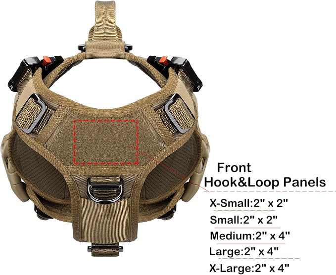 ICEFANG No Pull Tactical Dog Harness for Small Dogs,Adjustable Dog Vest | Control Handle,MOLLE Panel,Front Hook,3 Leash Clips,Soft Padded,for walking training,Brown,Small