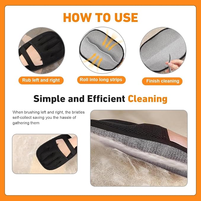 Pet Hair Removal Glove, Pet Hair Remover Gloves for Cats & Dogs Hair Remover, Magic Brush Pet Hair Removal Tool for Furniture, Couch, Car Seats, Clothing(2Pcs)