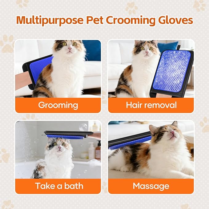 Fancybird Upgrade Pet Hair Removal Glove, Pet Hair Remover Tool with 496 Silicone Tips, Efficient Pet Hair Gloves Gentle Shedding Brushes for Dogs & Cats (Blue)