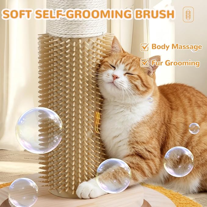 Cat Scratching Post,45'' Tall Artificial Flower Design Scratcher Tree Toys with 3.5Inch Diameter Sisal Rope for Large Kittens