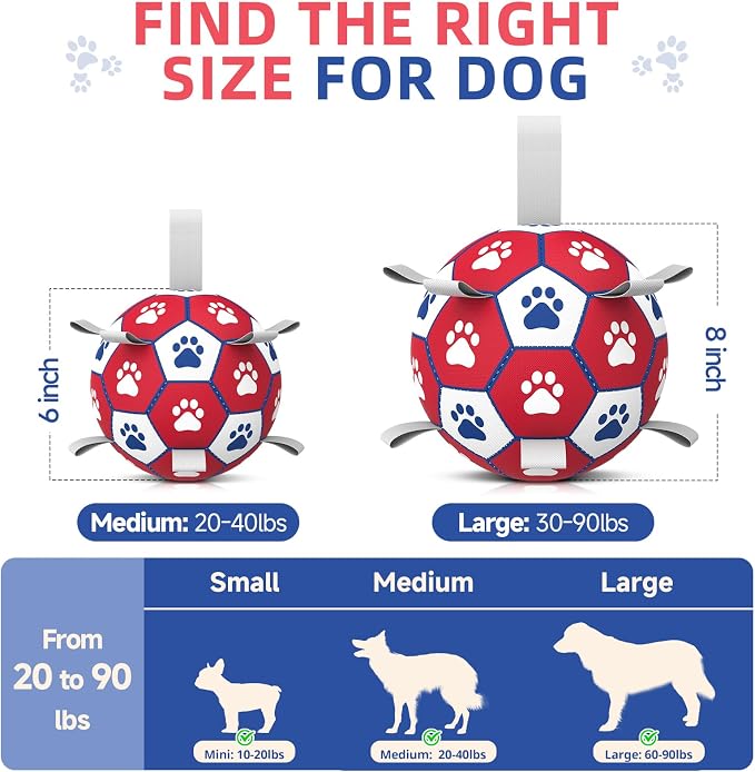 Diman Balls for Dogs with Straps - 6 Inch Dog Toy Balls for Small Medium Dogs, Outdoor & Water Fetch Toy for Birthday, Red