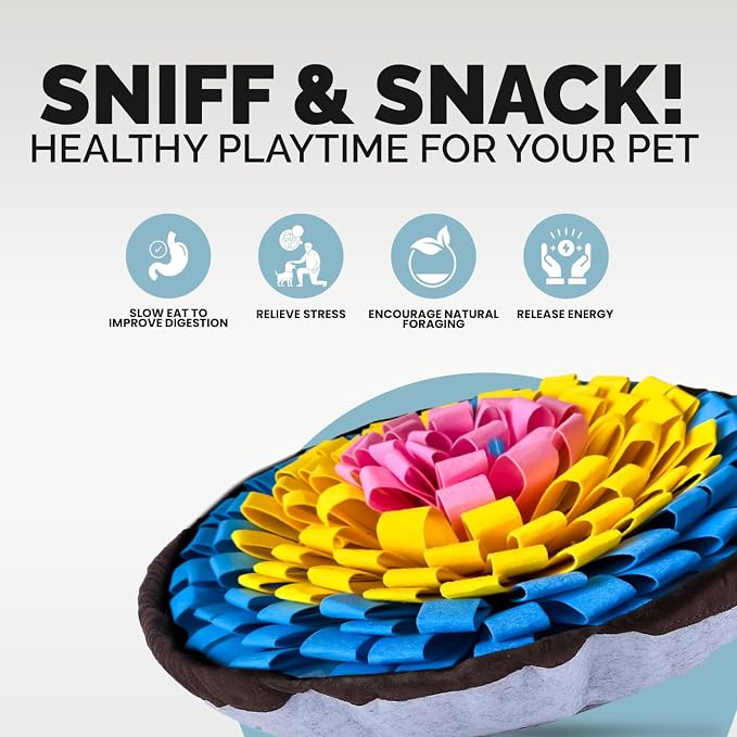 PET ARENA Adjustable Snuffle Mat Dog Puzzle Toy for Slow Feeding | Promotes mental stimulation and reduces boredom with interactive feeding fun for small and large breeds, indoors or outdoors.