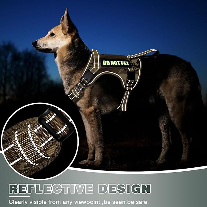 Tactical Dog Harness, No Pull Dog Harness for Medium Large Dogs with Handle & Molle, Military Service Dog Vest Harness in Training Pet Harness for Small Dogs