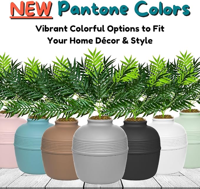 Good Pet Stuff Original Hidden Litter Box Planter, Decorative Cat Litter Enclosure with Carbon Filter, Artificial Palm Plant, Upgraded Design, Easy to Clean, Base Kit, Stone Gray
