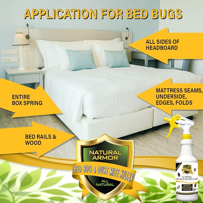 Bed Bug & Dust Mite Killer Natural Spray Treatment for Insects - Mattresses, Covers, Carpets & Furniture - Fast Extended Protection. Pet & Kids Safe - No Toxins or Chemicals 128 oz Gallon
