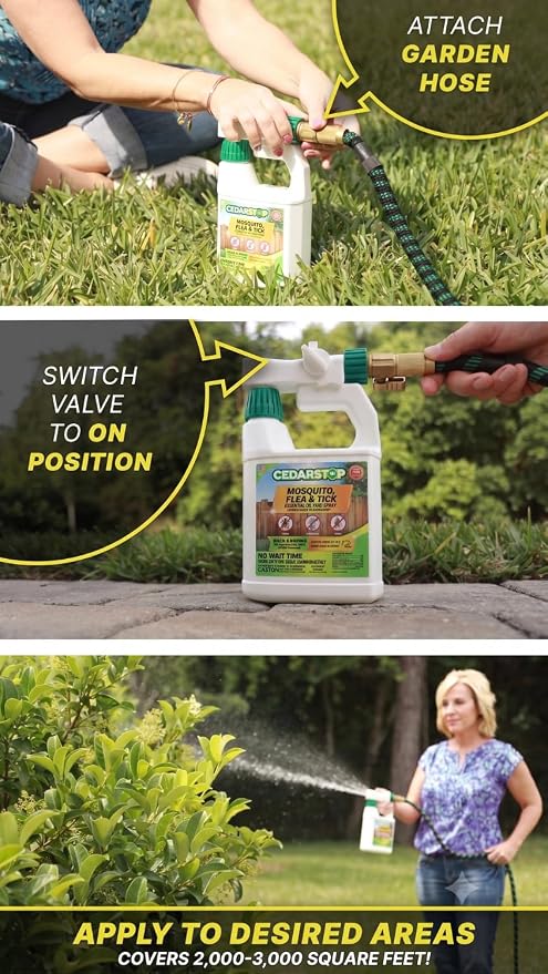 32 Ounce Essential Oil Yard Spray - Plant Based Flea, Tick and Mosquito Repellent Pest Control Spray Treatment and Insect Killer - Safe Around Kids, Pets, and Plants - 2 Pack