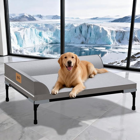 Elevated Cooling Dog Bed, Orthopedic Pet Bed for Medium Dogs, Removable Washable Cover, Indoor & Outdoor Raised Pet Bed with Breathable Mesh, Size: 32"*25"*7"