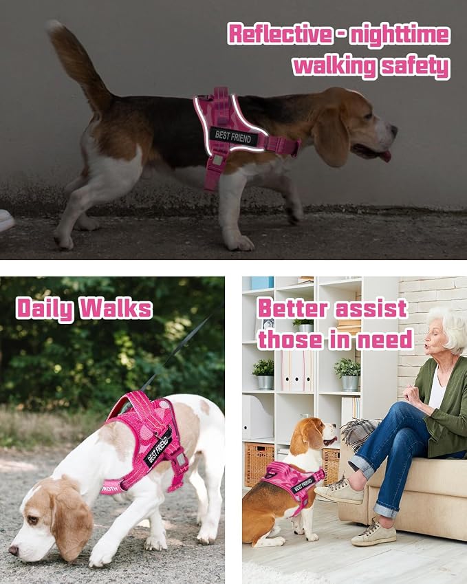 AUROTH Dog Harness and Leash Set for Medium Sized Dog, No Pull Dog Vest | with 5.25FT Dog Leash, Breathable Soft Padded, No choke, Reflective Tactical, Easy to Put on & Take Off - Pink Camo Medium