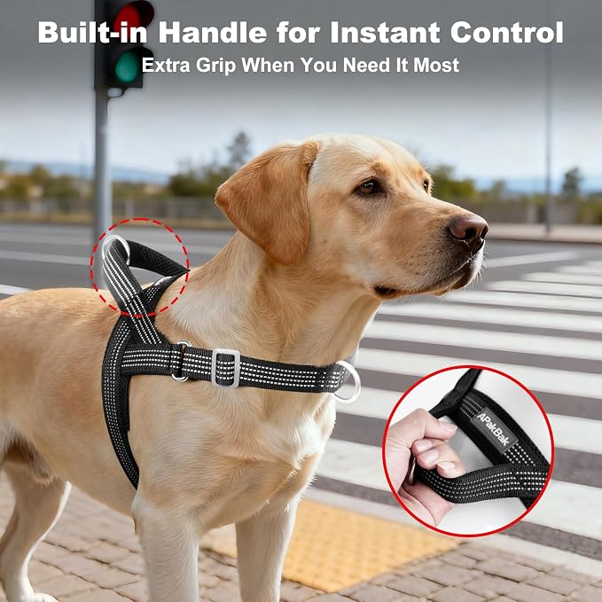 No Pull Dog Harness with Handle, Adjustable Soft Mesh Padded Vest | Reflective Walking Harness with Front Clip for Small Medium Large Dogs, Quick Fit No Escape for Training, Black, S