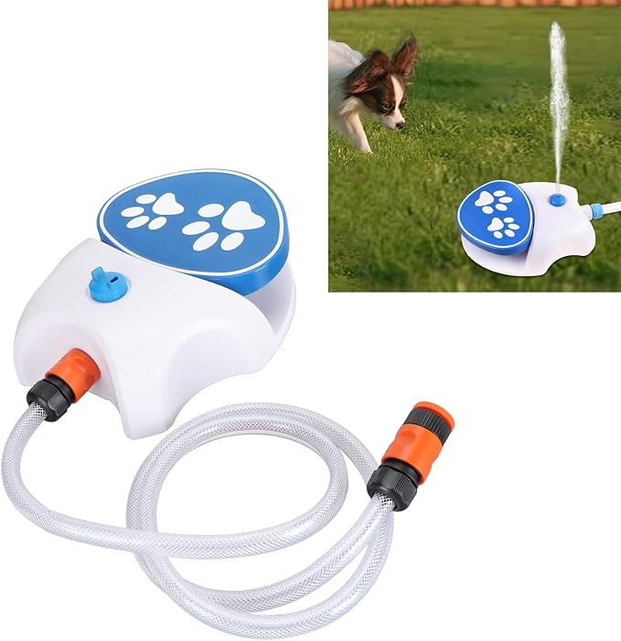Haofy Step on Activated Dog Water Fountain for Outdoor Use - 2 Gallon Pet Water Dispenser with Hose Connection No Batteries for Backyard Camping Dog Park Travel