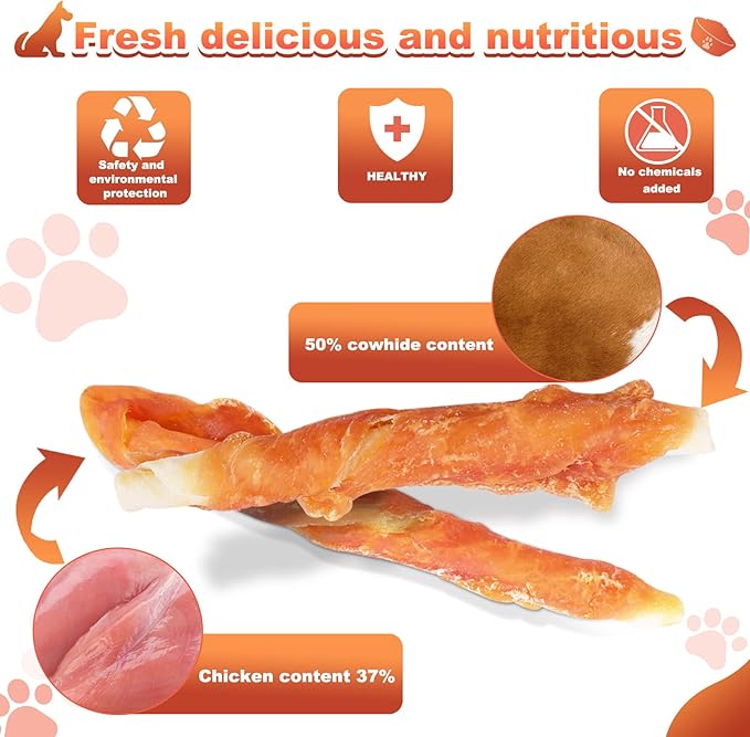 Pawant Puppy Training Snacks Dog Chews Treats Chicken Wrapped White Rawhide Sticks 1lb