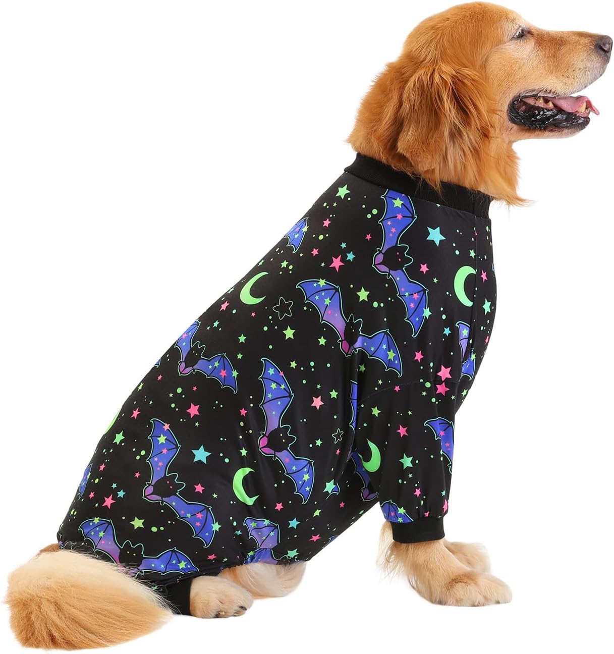 HDE Dog Pajamas One Piece Jumpsuit Lightweight Dog PJs Shirt for M-3XL Dogs Starry Bats - XL