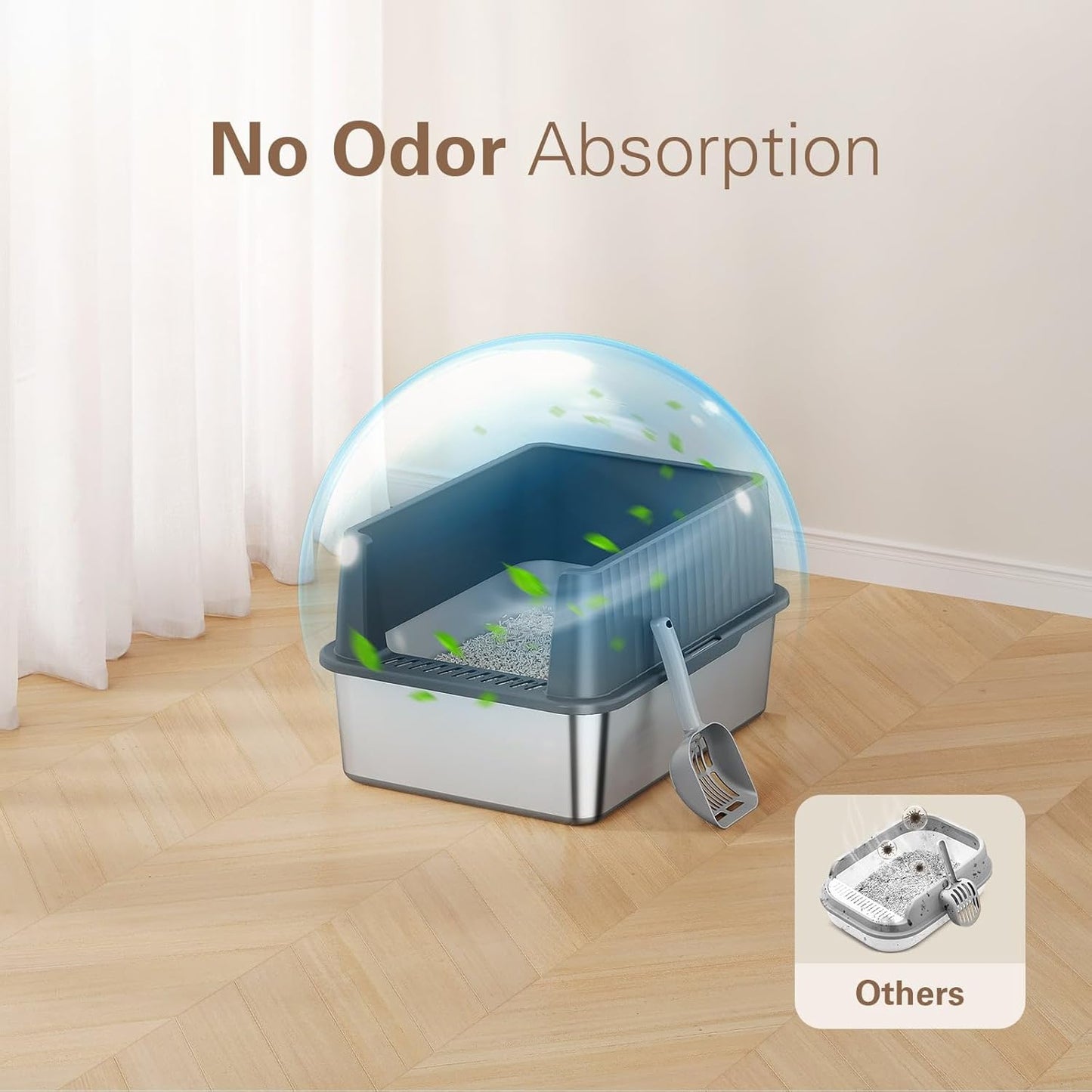 Zarler Stainless Steel Litter Box for Kittens, Small Cat Litter Boxes 17" L x 13" W x 11.8" H, Metal Kitty Litter Box with High Sides, Yellow (Non-Sticky, Easy to Clean, Anti-Urine Leakage)