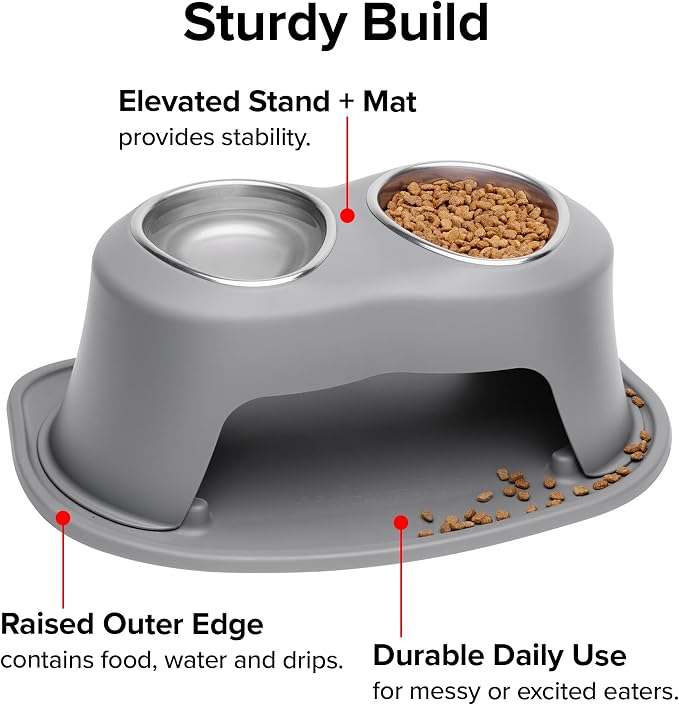 WeatherTech Double High Pet Feeding System - Elevated Dog/Cat Bowls - 14 inch High Tan (DHC9614TNTN)