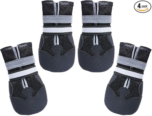 Dimicoo Breathable Dog Boots for Medium Large Dogs,Non-Slip Dog Shoes for Summer Hot Pavement,Lightweight Paw Protector Dog Booties for Outdoor & Indoor Hardwood Floors