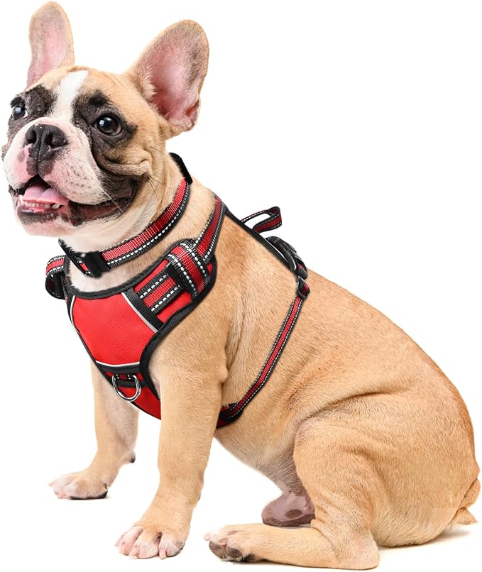 Dog Harness No Pull, Pet Harnesses with Dog Collar, Adjustable Reflective Oxford Outdoor Vest, Front/Back Leash Clips for Small, Medium, Large, Extra Large Dogs, Easy Control Handle for Walking