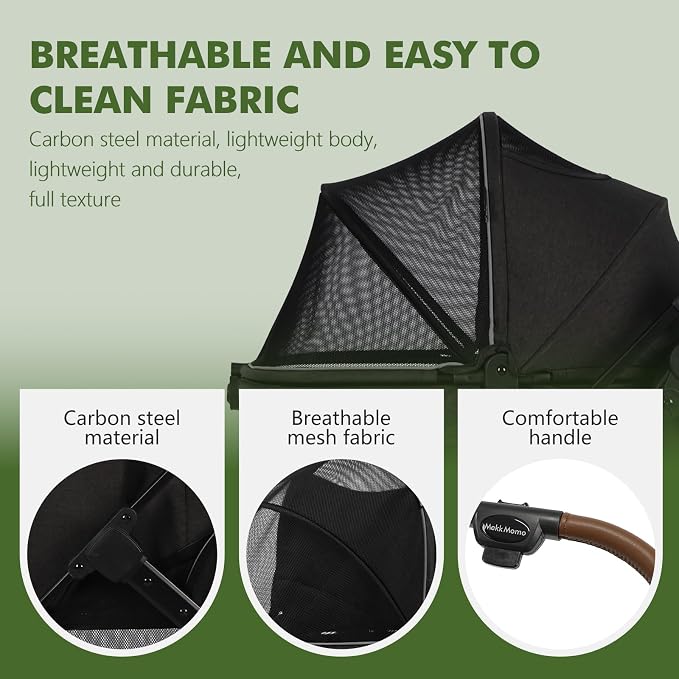 Pet Stroller for Small Medium Dogs Cats, Dog Stroller 4-Wheel Pet Strollers for Medium Dogs Up to 45lbs, Storage Basket, Sun Shades & Waterproof Fabric, Black