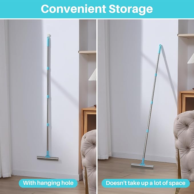 JOYMOOP 3 PCS Carpet Rake for Pet Hair Removal, 63" Adjustable Long Handle and Short Handle Reusable Pet Hair Remover, 1 Mini Cat Dog Hair Carpet Scraper for Rugs, Sofa,Cloth