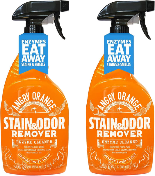 ANGRY ORANGE Pet Stain Remover for Dog Urine and Stains - Enzyme Cleaner - Citrus - Value 2 pack