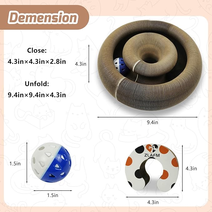 Magnetic Magic Organ Cat Scratcher Toy, Extra-Thick & Large Connectable Cardboard Scratching Board with Bell Ball, Interactive Enrichment Toy for Indoor Cats & Kittens (1 Pack)