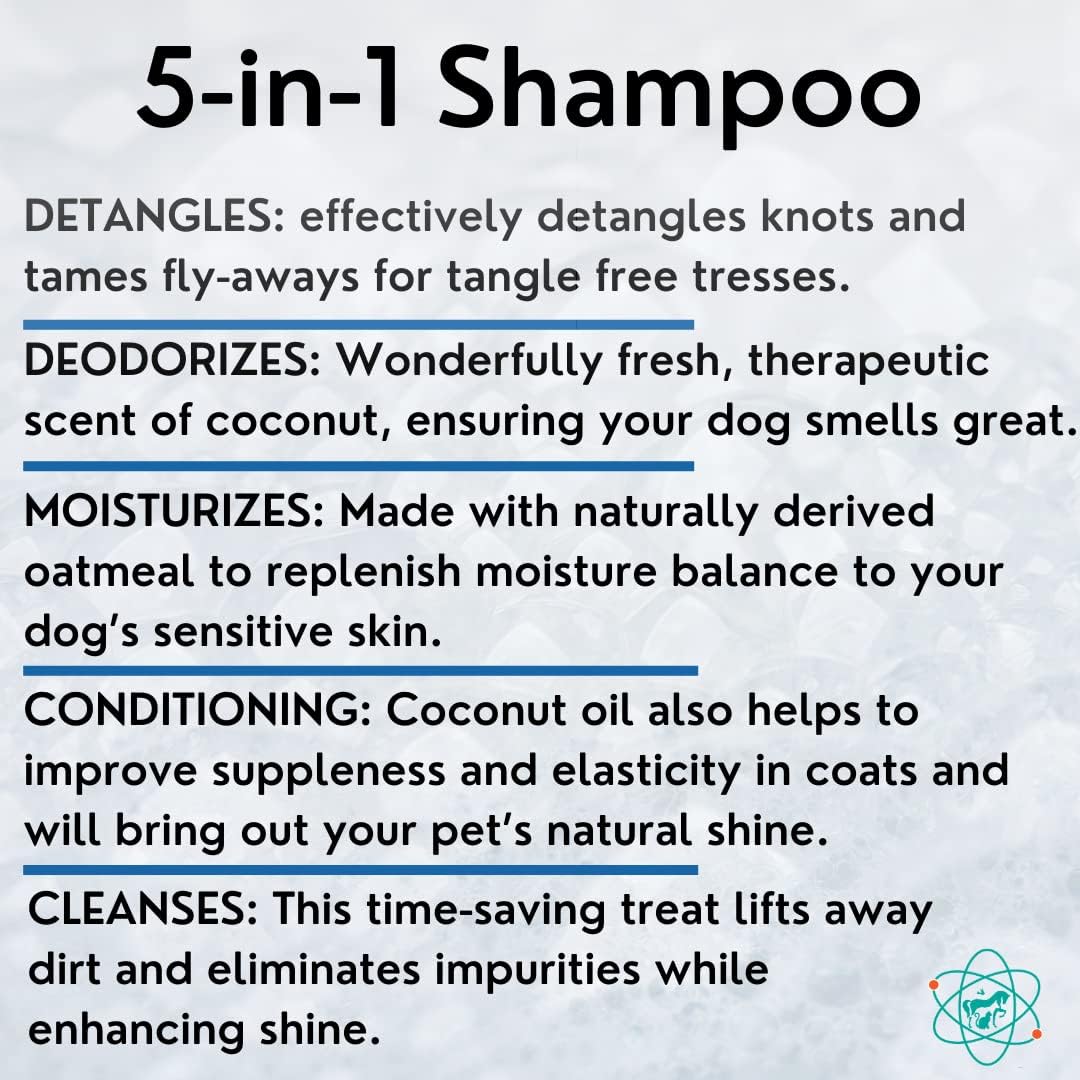 8 floz 5 in 1 Dog Shampoo for Itchy Skin - Sensitive Skin Dog Shampoo for Smelly Dogs - Dog Shampoos & Conditioners - Made in The USA